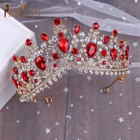 a46 queen diadem tiaras red crystal headband wedding crown bridal headwear pageant wedding hair ornaments party birthday tiara