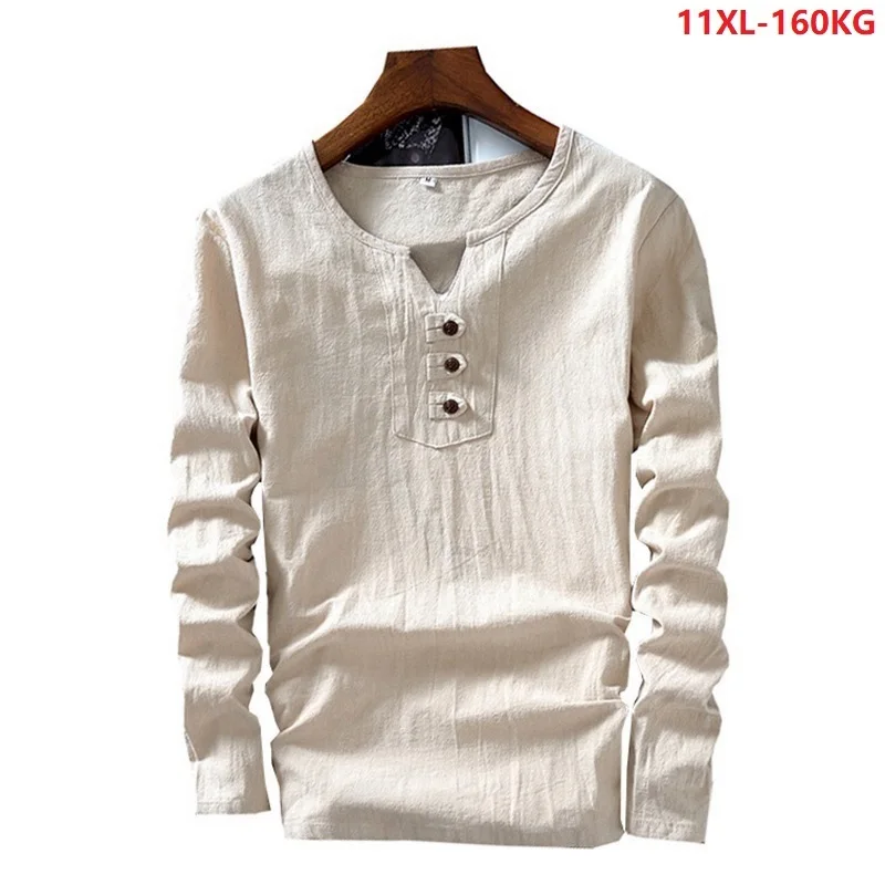 Мужские льняные футболки из хлопка и льна размеры до 10XL|Мужские футболки| |