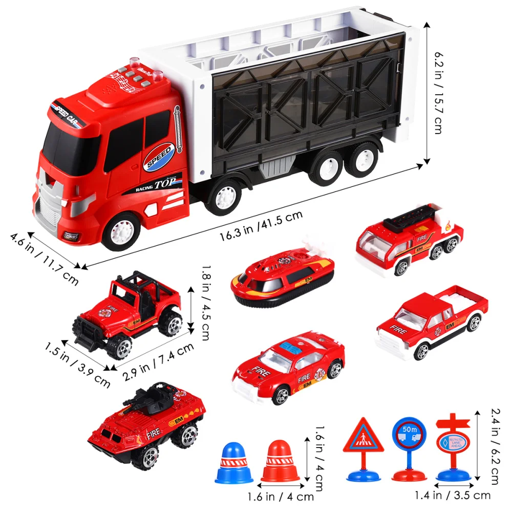 

iBaseToy 13PCS/PACK Alloy Fire Truck Set Vehicles for Boys Girls Children Gift