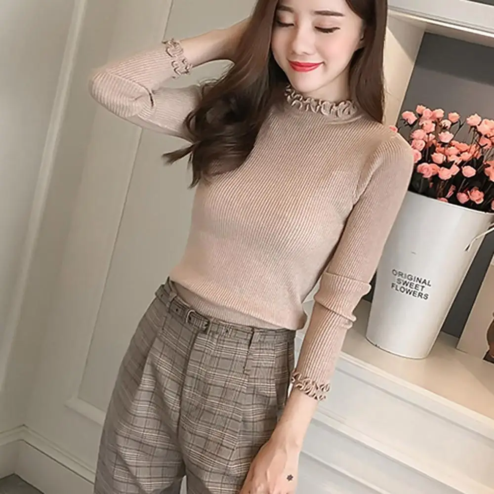 Женский базовый свитер повседневный трикотажный пуловер с круглым вырезом и