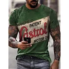 Летняя Горячая Распродажа, ретро футболка Castrol с коротким рукавом, Мужская футболка с 3D принтом этнического алфавита в стиле Харадзюку, модная мужская футболка с воротником, Топ