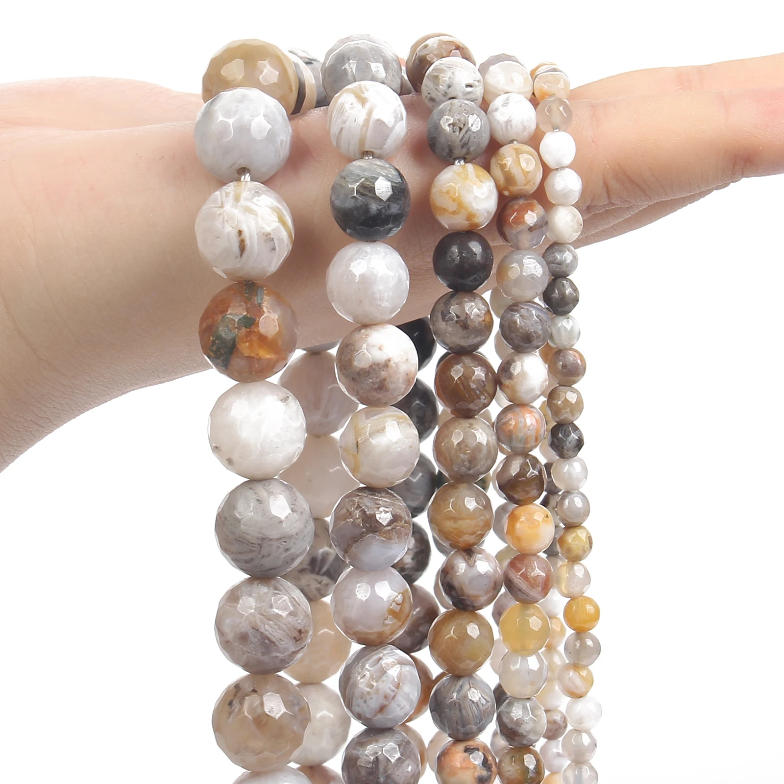 Бусины Из граненого бамбукового агата 4/6/8/10/12 мм