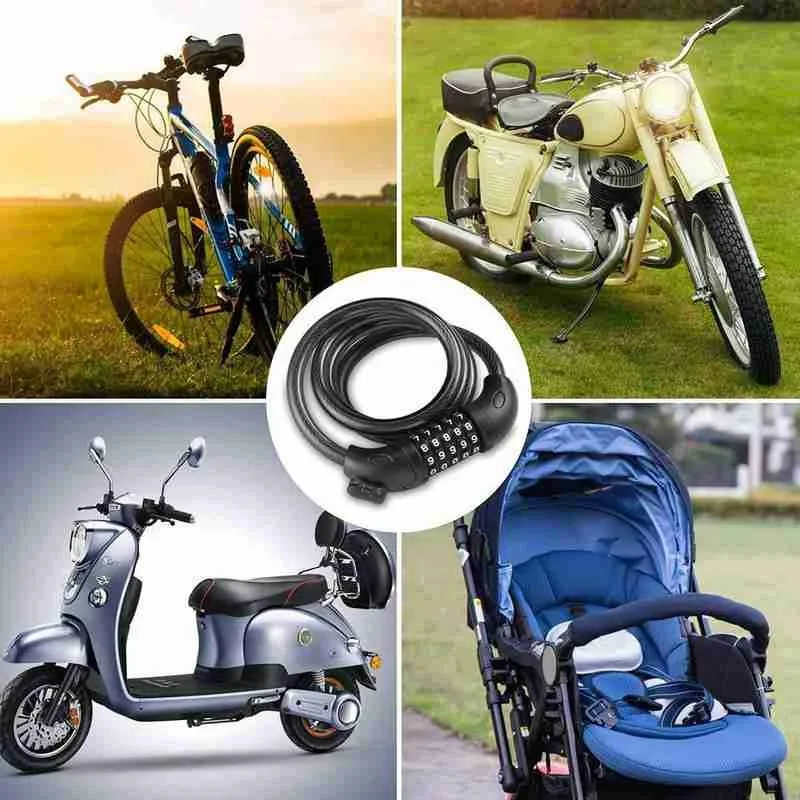 Велосипедный замок с защитой от кражи цветной кодовый для мотоцикла