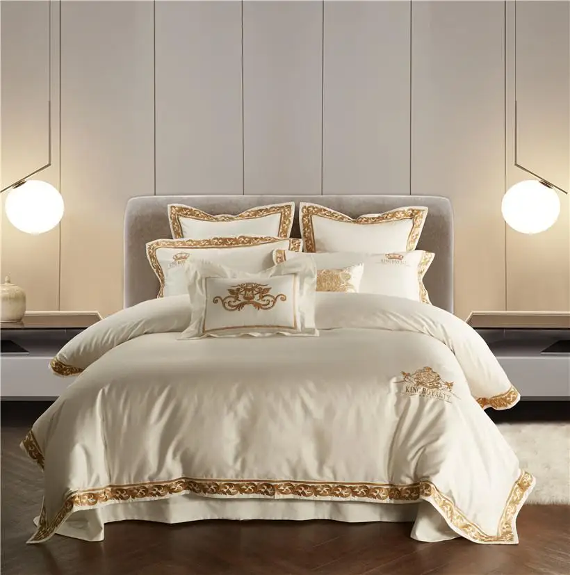 

800TC Egyptian Cotton High End Premium Palace Bedding Set 4/7Pc Queen King size Embroidery Duvet cover Bed Sheets Pillow cases