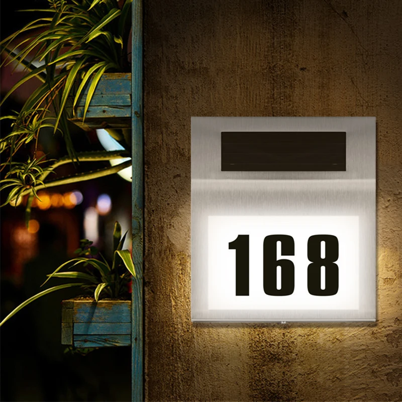 

IP65 Waterproof Address Numbers Sign Lamps Creative LED Doorplate Number Lighting Durable Household Street Solar Garden Lanterns