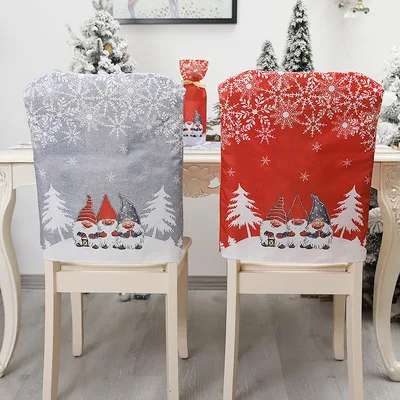

Рождественские украшения, чехлы для стола и стула в европейском и американском стиле с рисунком красного и серого цветов, чехлы для рождест...
