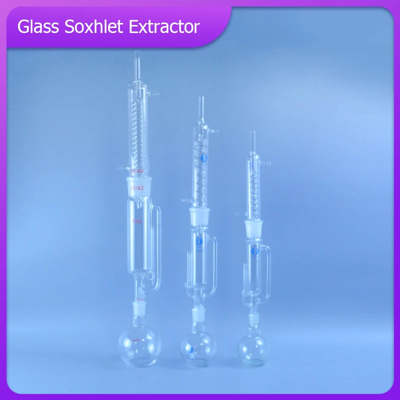 Extractor de vidrio Soxhlet de laboratorio, condensador y cuerpo extractor con espiral/bulto, Kit de cristalería de laboratorio de alta calidad, 150ml/250ml/500ml