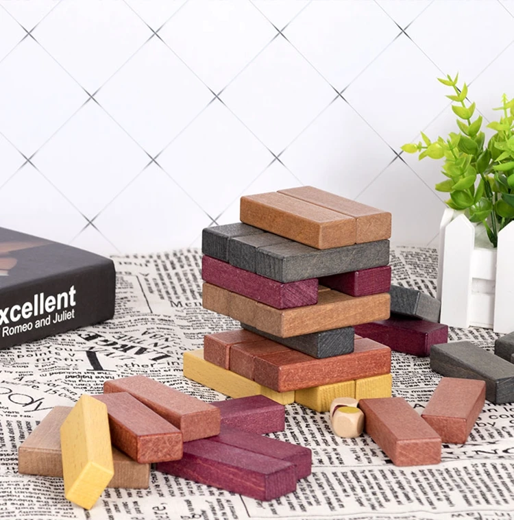 

48Pcs Layer Stack Building Block Toy Stack Height Wooden Board Game Jenga Cube Multiplayer Matches Entertainment Kids Gifts 48P