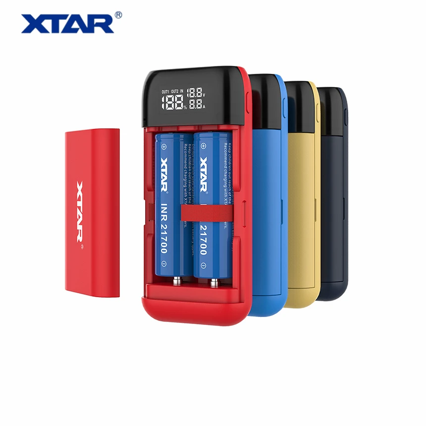 XTAR PB2S Мощность банк ЖК-дисплей USB Зарядное устройство QC3.0 Тип-C вход для 18700 20700 21700