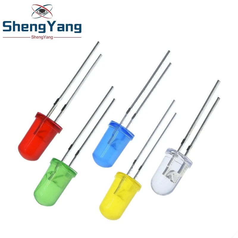ShengYang 5 цветов X 20 шт. = 100 F5 мм круглый желтый белый красный зеленый синий