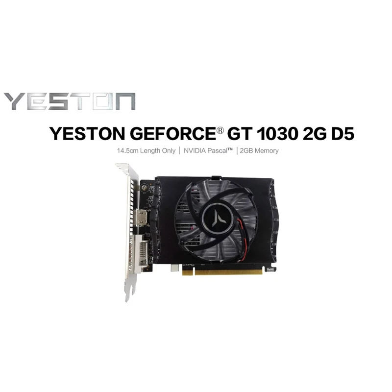 Игровая видеокарта Yeston GT1030 2 ГБ GDDR5 64 бит 1228 МГЦ/1468 МГц 6000 МГц|Видеокарты| |