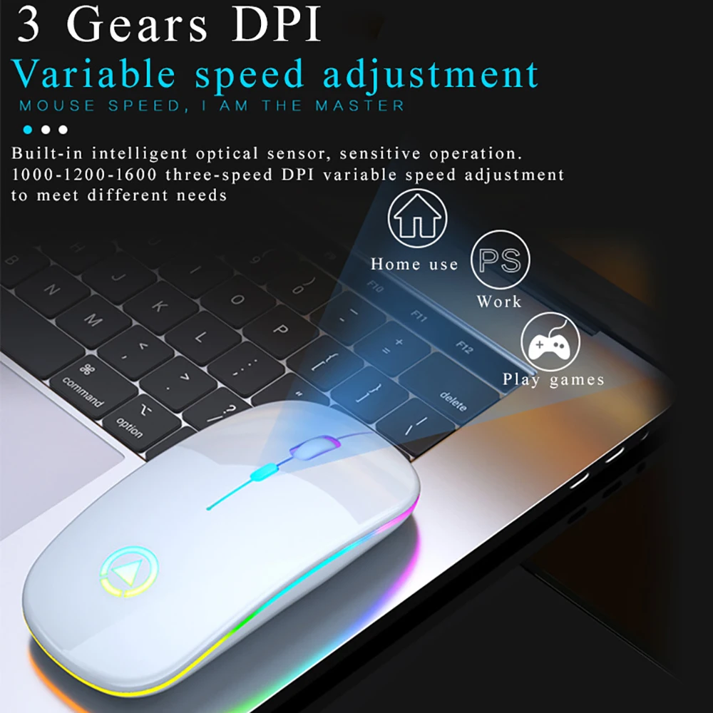 

Wireless mouse LED backlight charging USB mute mouse Bluetooth and ergonomic optical game mouse desktop laptop mouse