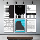 Современное черно-белое фортепиано, музыкальный лист, холст, живопись, постеры и принты, настенные картины, декор для гостиной, спальни, дома