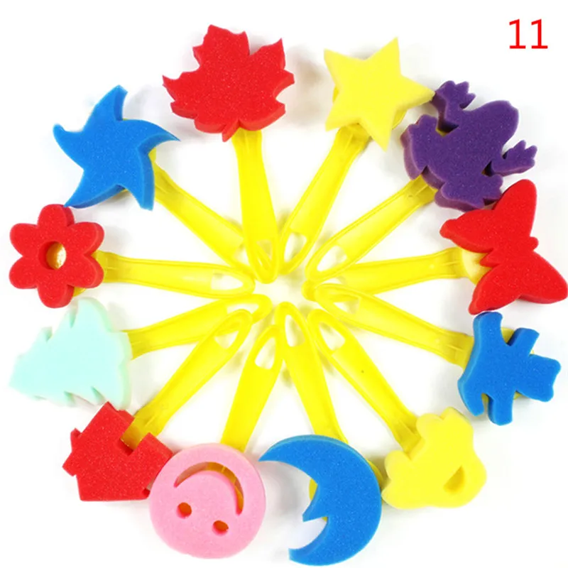 

1Set Sponge Painting Brush Children Painting Brush Flower Stamp for Baby Children Kids DIY Graffiti Drawing Toys