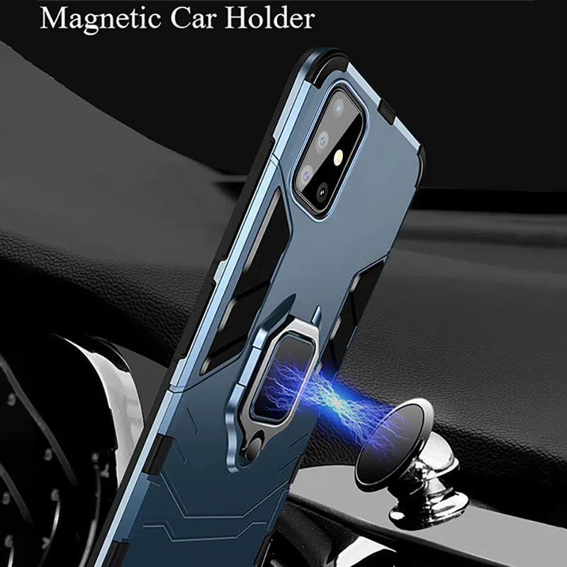 Металлический магнитный чехол с кольцом-держателем для Samsung Galaxy M31 M21 M11 A31 A41 A51 A71 A30