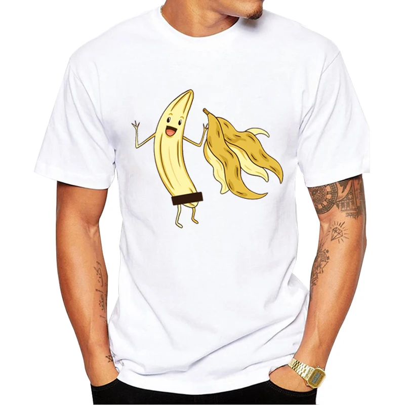 TEEHUB Hipster Nude Banana Mann T-Shirt Naked Banana Gedruckt T-shirts Kurzarm Lustige t shirts Kühlen Ätherisches T – Detail 6