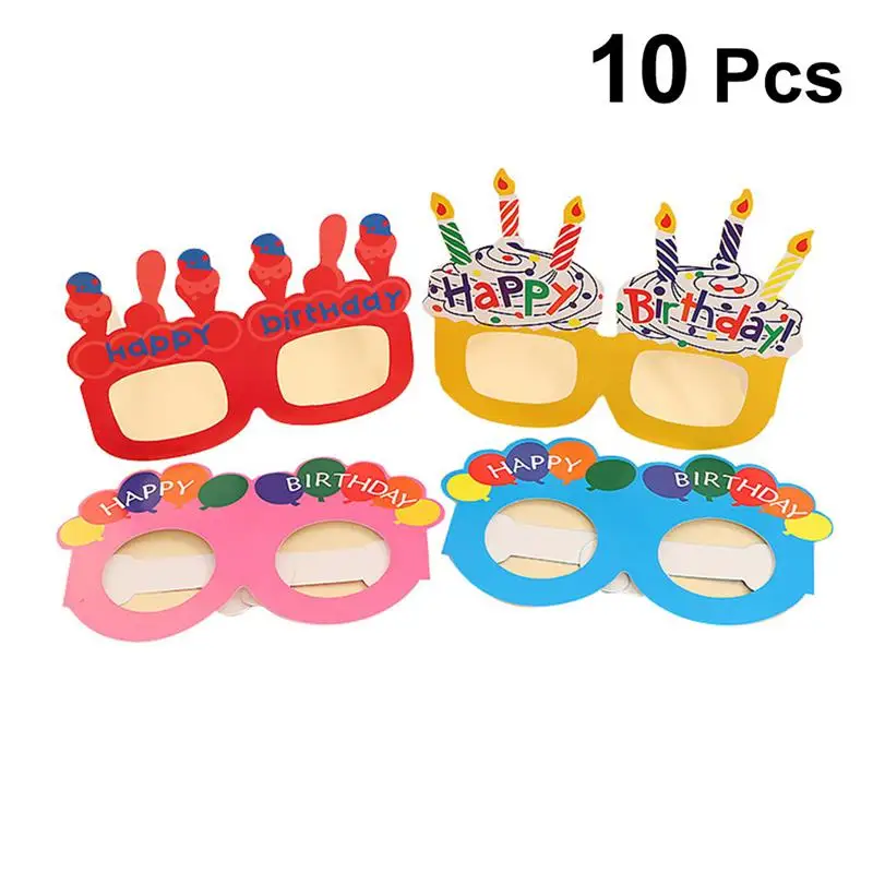 10 шт. с днем рождения бумаги очки красочные Новинка Прекрасный Дети Подарки Фото