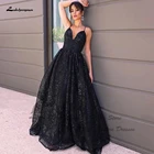 Lakshmigown блестящее черное свадебное платье со шнуровкой сзади 2022 Vestidos Sexy богемные Свадебные платья Свадебные бретельки