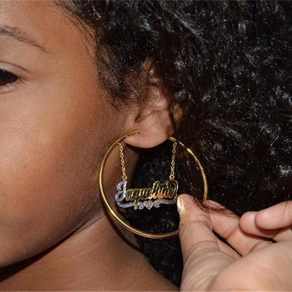 

Gosun 50-100mm Hoop Personalized Earrings Custom Hoops Earrings Customize Name Earrings Bamboo Style Earrings Gift