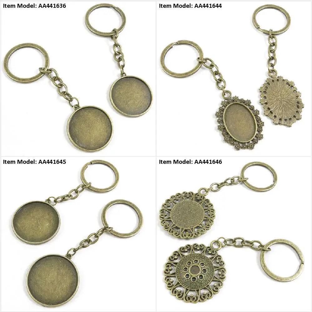 Брелок для ключей двухсторонняя рамка кабошона Установка 25 мм Цветок овальная