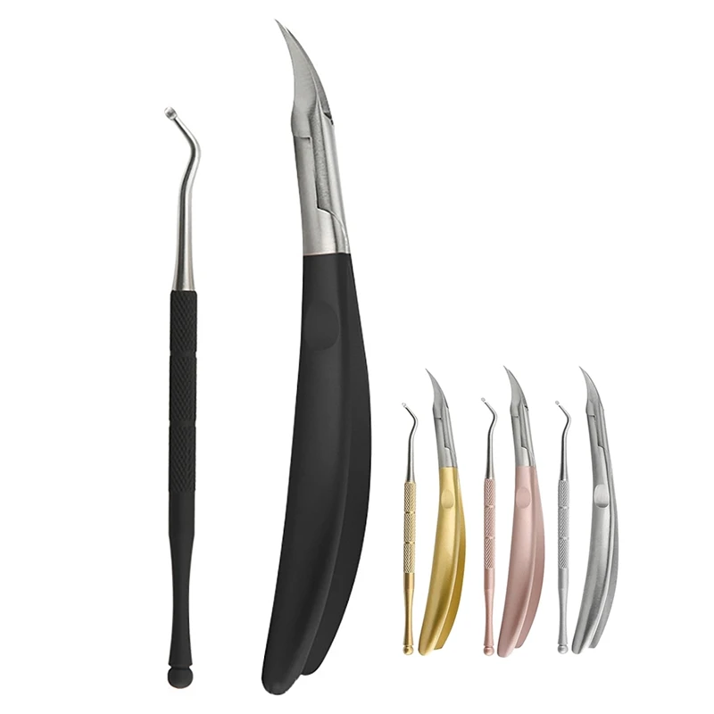 

2 Pairs Professional Stainless Steel Paronychia Nail Clippers Set Trimmer Ingrown Pedicure Care Toenail Tools