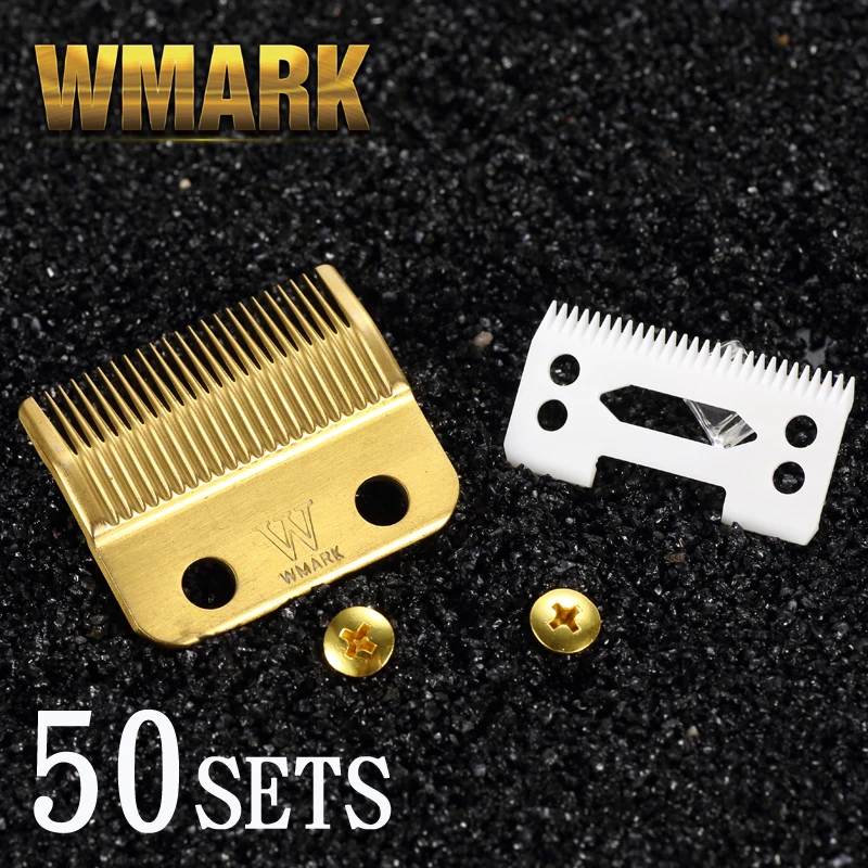 50 sets WMARK профессиональная машинка для стрижки волос лезвие высокая коробка сталь клипер аксессуары золотой с керамическим лезвием для беспроводной клипер - Цвет: 50 sets