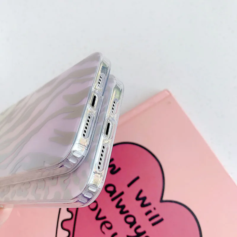 

For iPhone 12 11 Pro Max Luxury Laser Rainbow Stripe Phone Case For iPhone X XR XS Max 7 8 Plus Mini Back Cover Funda