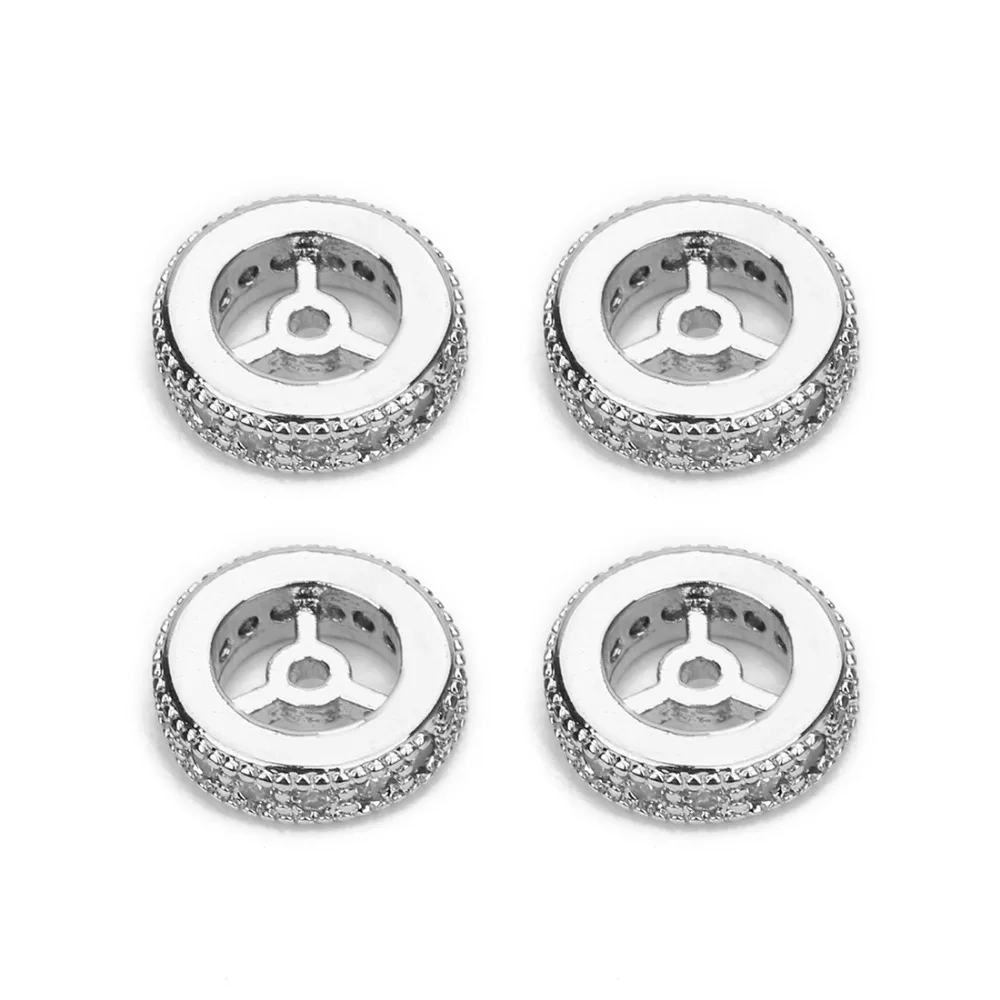 

5pcs/set Dia 6/8/10/12mm Runner Copper Beads 1mm Hole Gold Color Pave CZ Loose Spacer Charms Bead for DIY Jewelry Finding