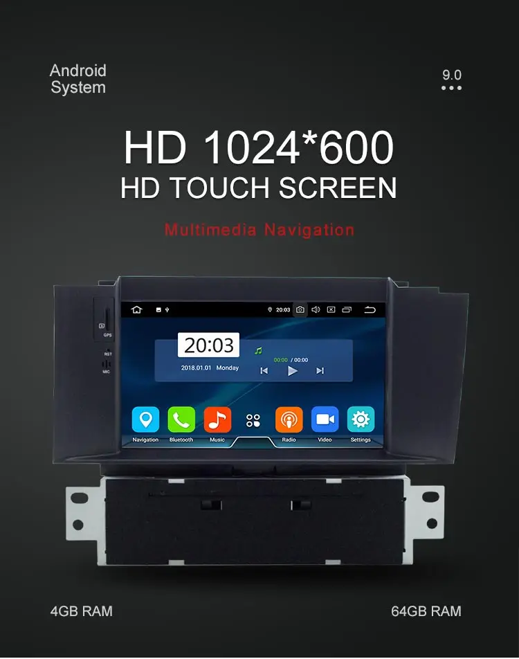 Besina Android 9,0 автомобильный dvd-плеер для Citroen C4 C4L DS4 Мультимедиа gps навигация wifi Octa 8 ядер 1 Din автомагнитола Авто Аудио