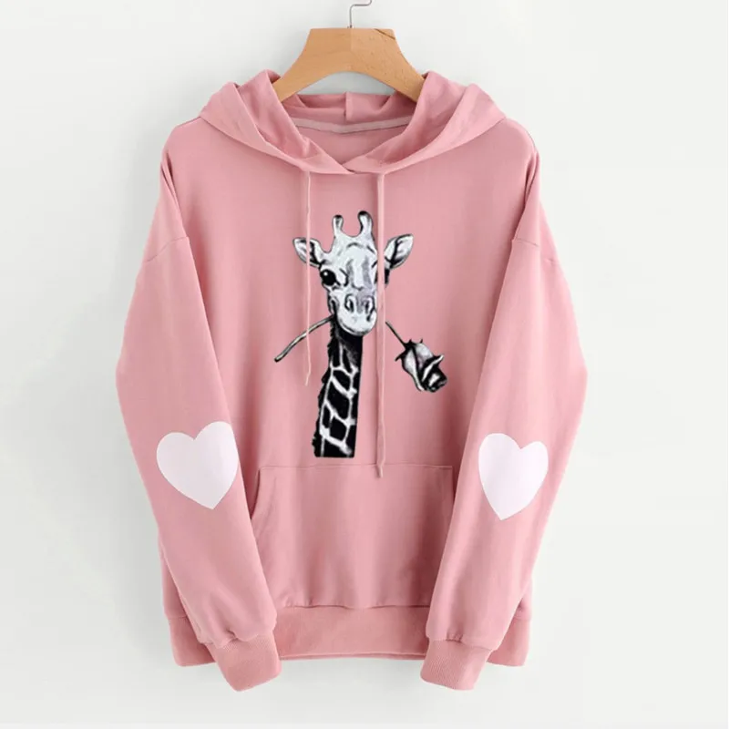 

Women's Hoodie Sweatshirts Giraffe Print Hoodies Corduroy Ladies Long Sleeve Casual Hooded Pullover Clothes Sweatshirt