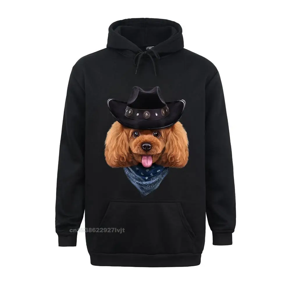 Playfu Toy Poodle Dog In Cowboy Hat And Bandana Hoodie Cotton Men Hoodie Personalized Tees Latest Fitness Tight