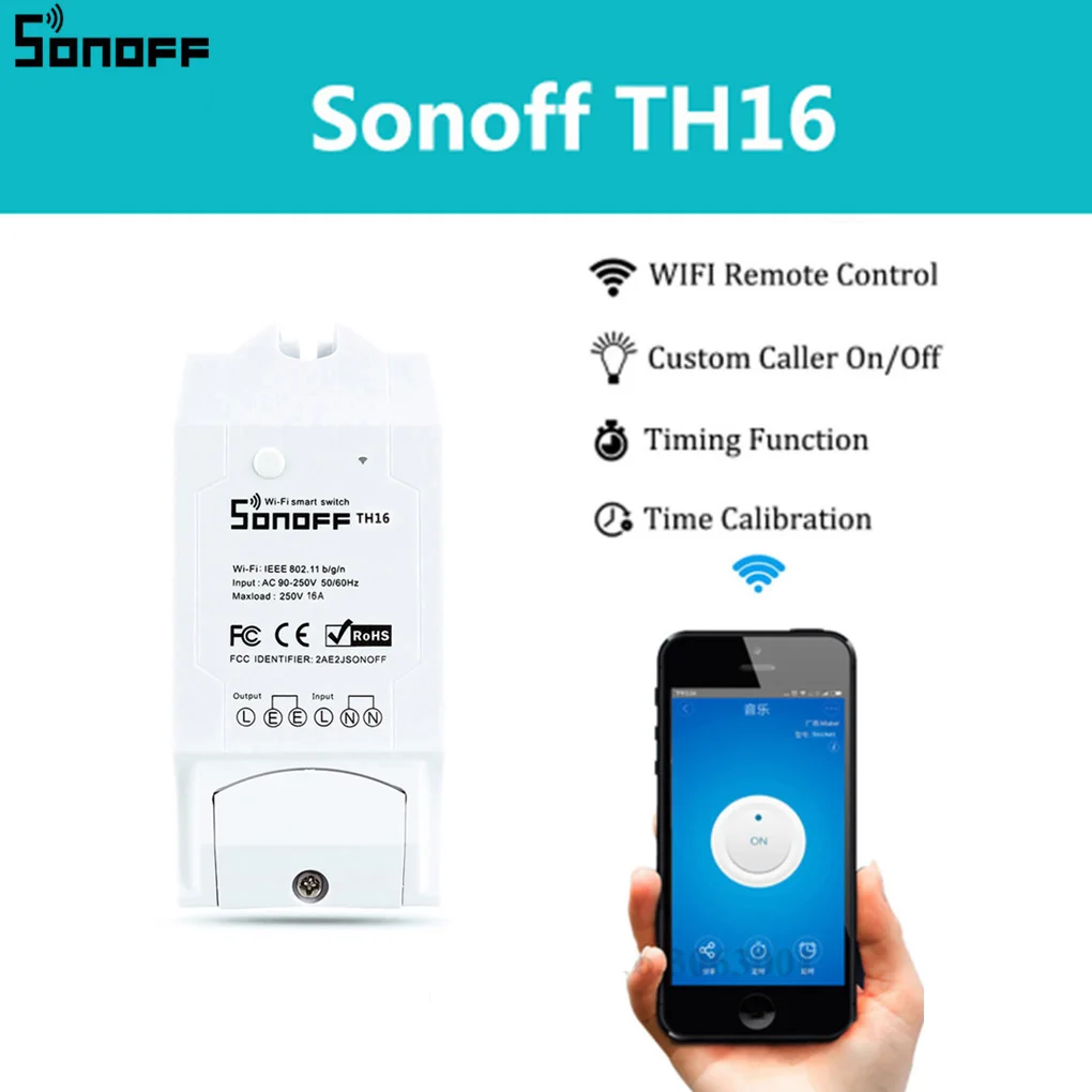 Sonoff TH16 умный дом WiFi умный переключатель 16A датчик температуры и влажности умный дом пульт дистанционного управления Модуль Автоматизации