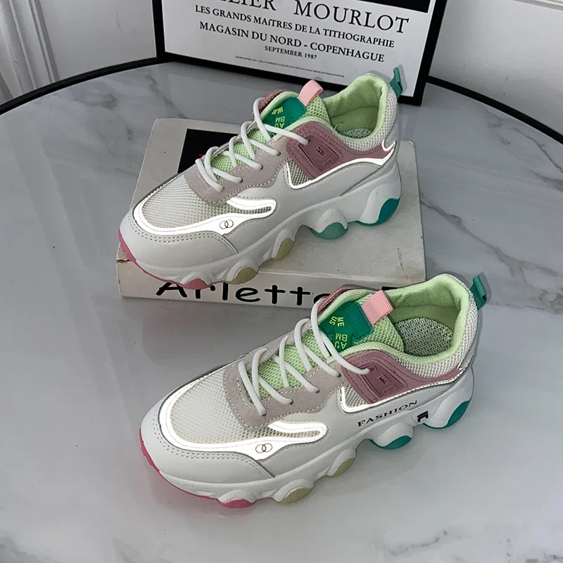 

2020 New Hot Thick-soled Comfortable Breathable Lace-up Women's Shoes Casual Sports Women's Shoes Ins Korean Student Shoes