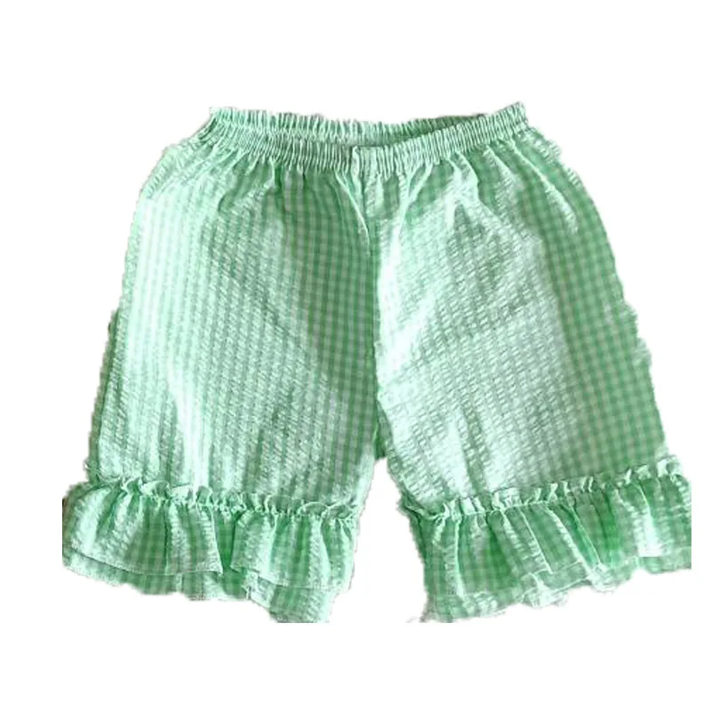 

New Design Baby Girl Clothes Watermelon Red Print Short Sleeve with Green Plaid Shorts Pants Boutique Outfit