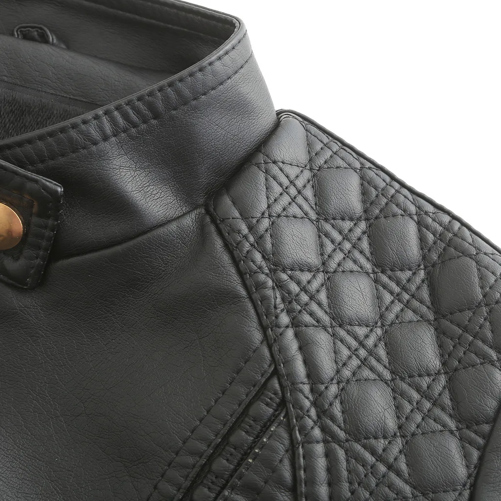 Кожаная куртка со стоячим воротником в байкерском и стиле женская верхняя одежда