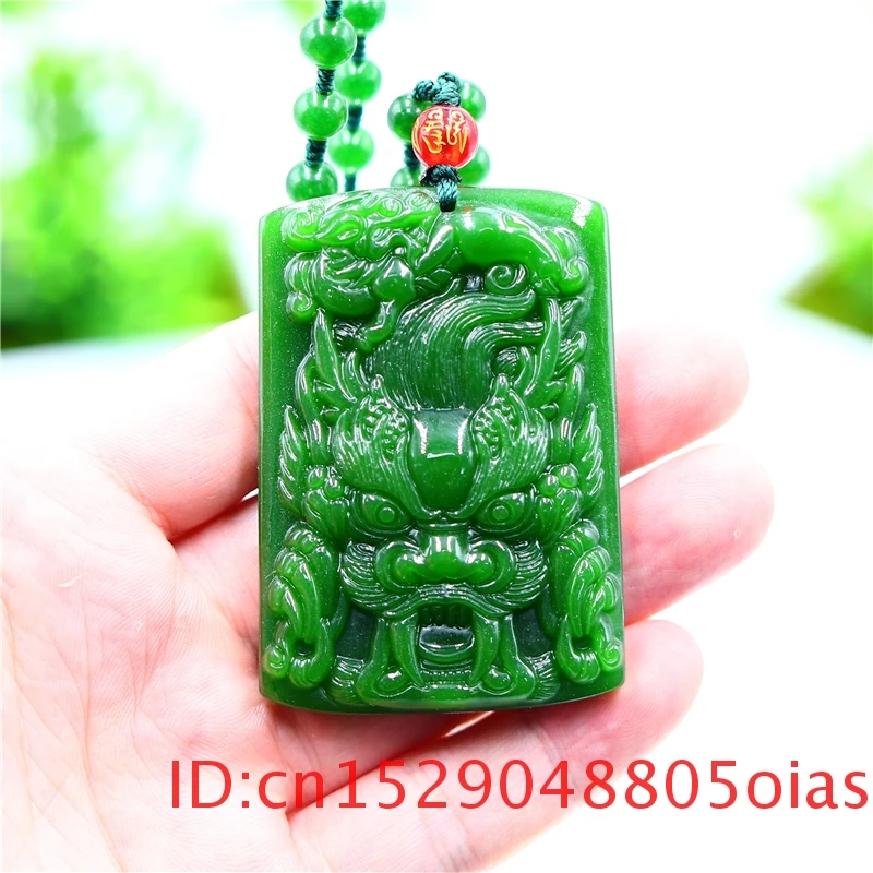 Зеленый Нефритовый дракон кулон ожерелье резной китайский женский амулет