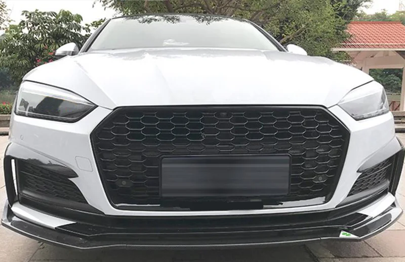 Сотовый стиль решетка ABS для A5 S5 RS5 рама гоночная Решетка переднего бампера спортивное издание- с европейской пластиной держатель