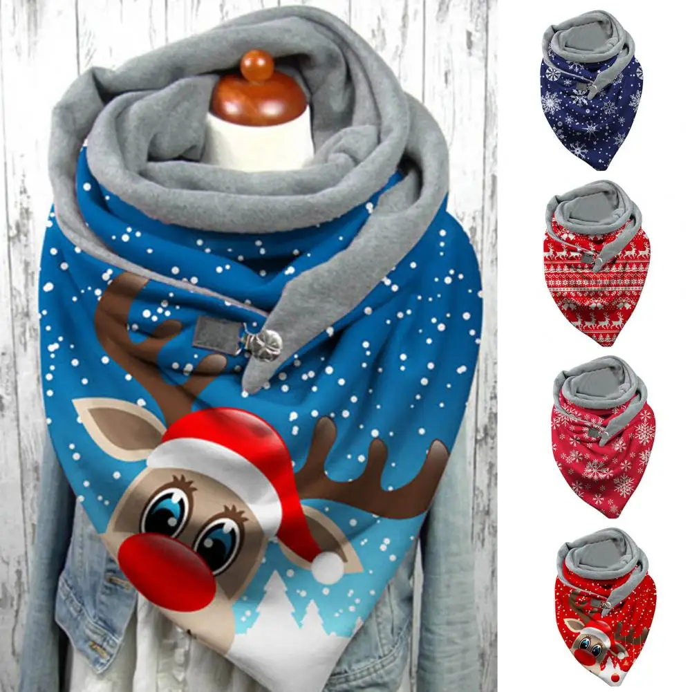 Женский шарф с милым принтом лося треугольный для путешествий Рождественский |