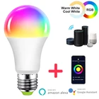 Светодиодная цветная умсветильник Лампа 15 Вт WiFi E27 E26 B22 неоновая лампа Siri Голосовое управление Alexa Google Home Assistant APP дистанционное управление RGB + CCT2021