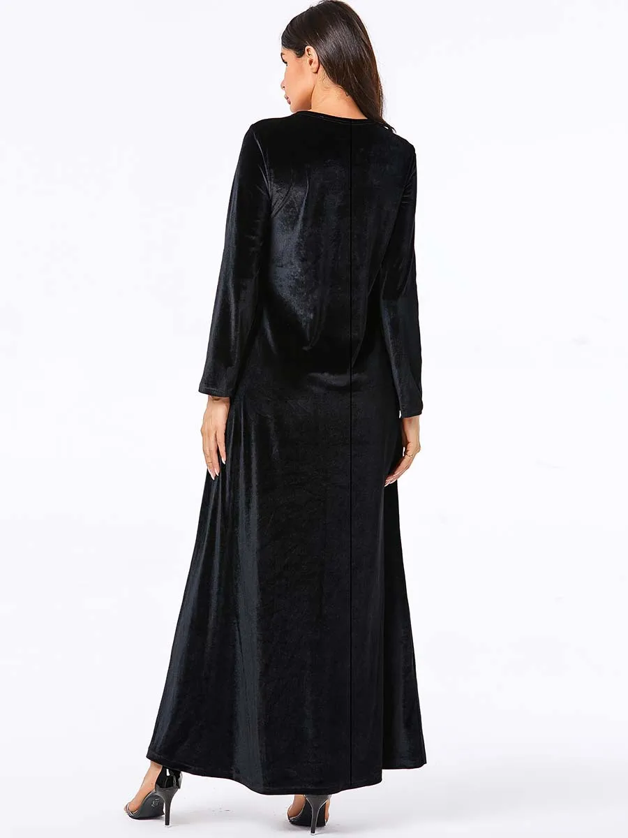 Мусульманское вечернее платье длинное мусульманское бархатное скромные