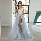 Кружевное свадебное платье светильник длинными рукавами и пуговицами