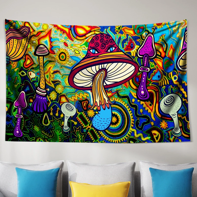 

Psychedelic Mushroom Home Decor Dream Catcher Mandala Printed Background Ceiling Fabric Cloth Wall Hanging Witchcraft Tapestry