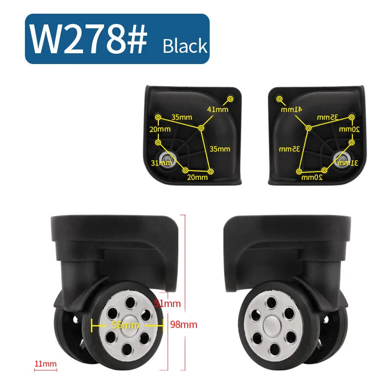 Luggage universal wheel accessories wheels aviation luggage wheel casters aircraft wheel replacement repair 14 inches 16 inches