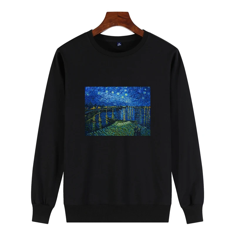 Kpop модные толстовки Van Gogh Art масляная краска Harajuku Michelangelo Ulzzang винтажная Толстовка с длинным рукавом Женская негабаритная Толстовка