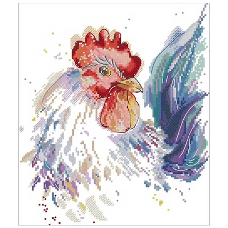 

Watercolor rooster patterns counted 11CT 14CT 18CT Cross Stitch Sets DIY Chinese Cross-stitch Kits Embroidery Needlework