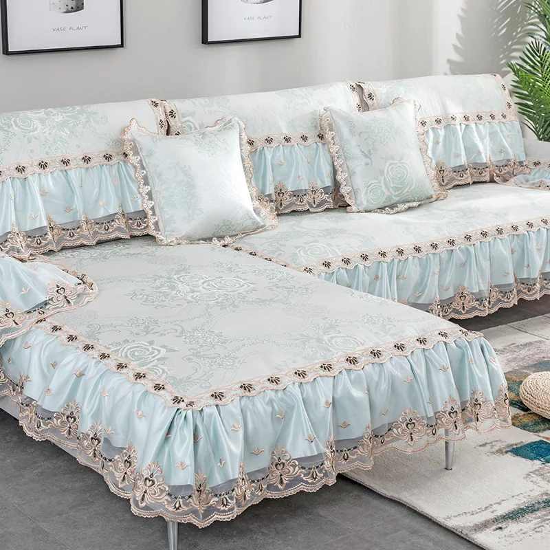 Летняя шелковая Нескользящая подушка для дивана в европейском стиле