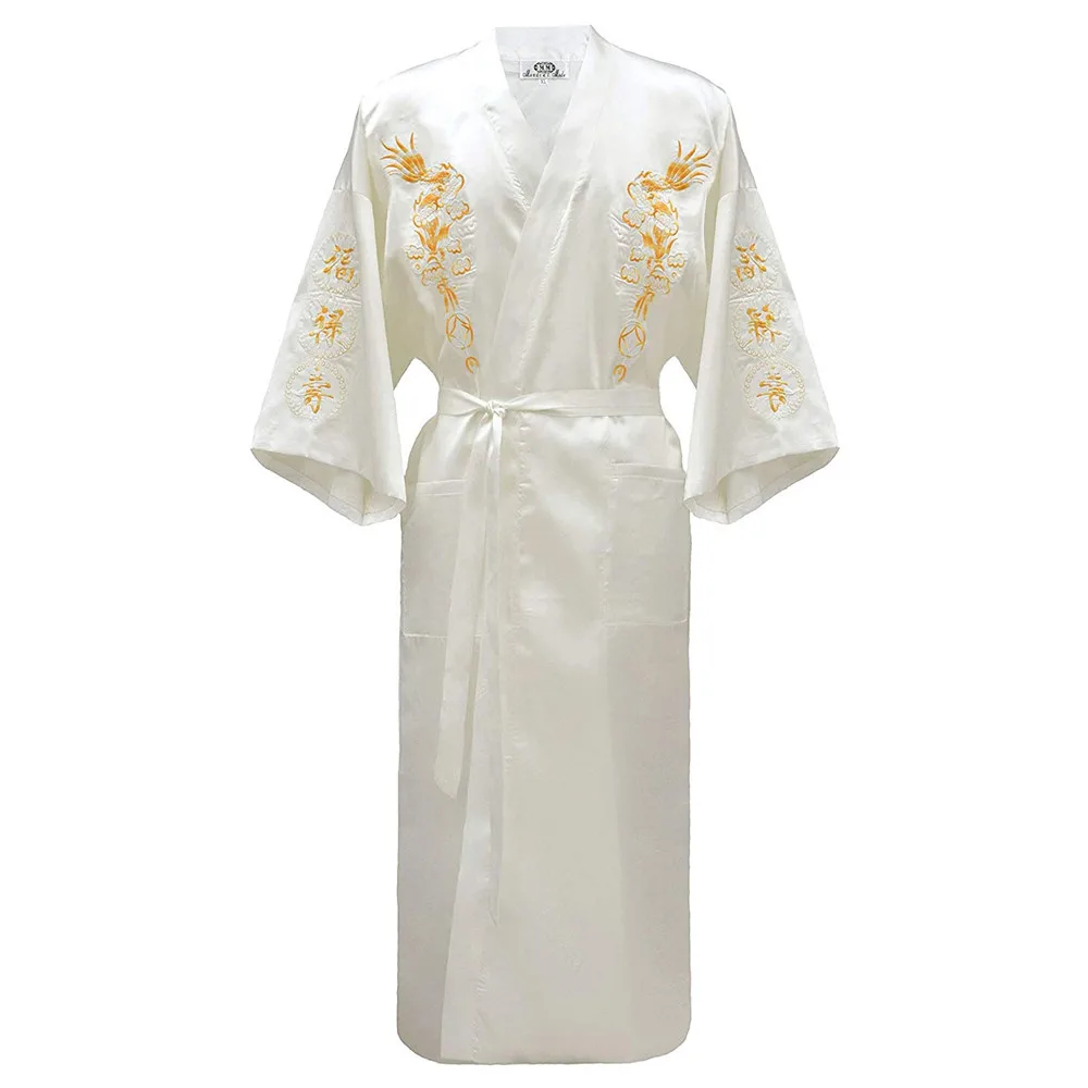 Kimono Bathrobe Gown Home Clothing PLUS SIZE 3XL Chinese men Embroidery Dragon Robe Traditional Male Sleepwear Loose Nightwear