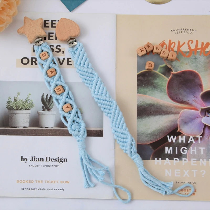 

Newborn Pacifier Clip Chain Woven Cotton Rope BPA-free DIY Dummy Nipple Holder J2HD