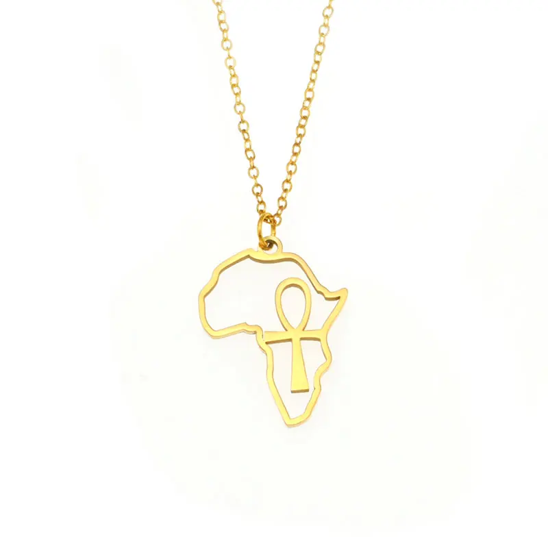 

xiaoboACC Golden Necklace Hollow Africa Map Pendant Korean Fashion 2021 New Trendy Palestine Women Choker Chain Necklace Jewelry