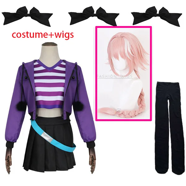 costume and wigs Аниме туман Fate Grand Order apocripha Rider Astolfo Asutorufo костюм служанки Косплей костюмы Спортивная одежда Повседневный костюм - Цвет: costume and wigs